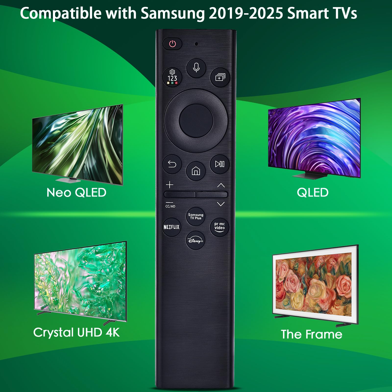 Voice Remote for Samsung Smart TV,Replacement Control for Frame TV,for All 2019 to 2025 Samsung Crystal/UHD/QLED/NEO QLED/ 4K 8K Smart TVs,No Solarcell,BN59-01385A