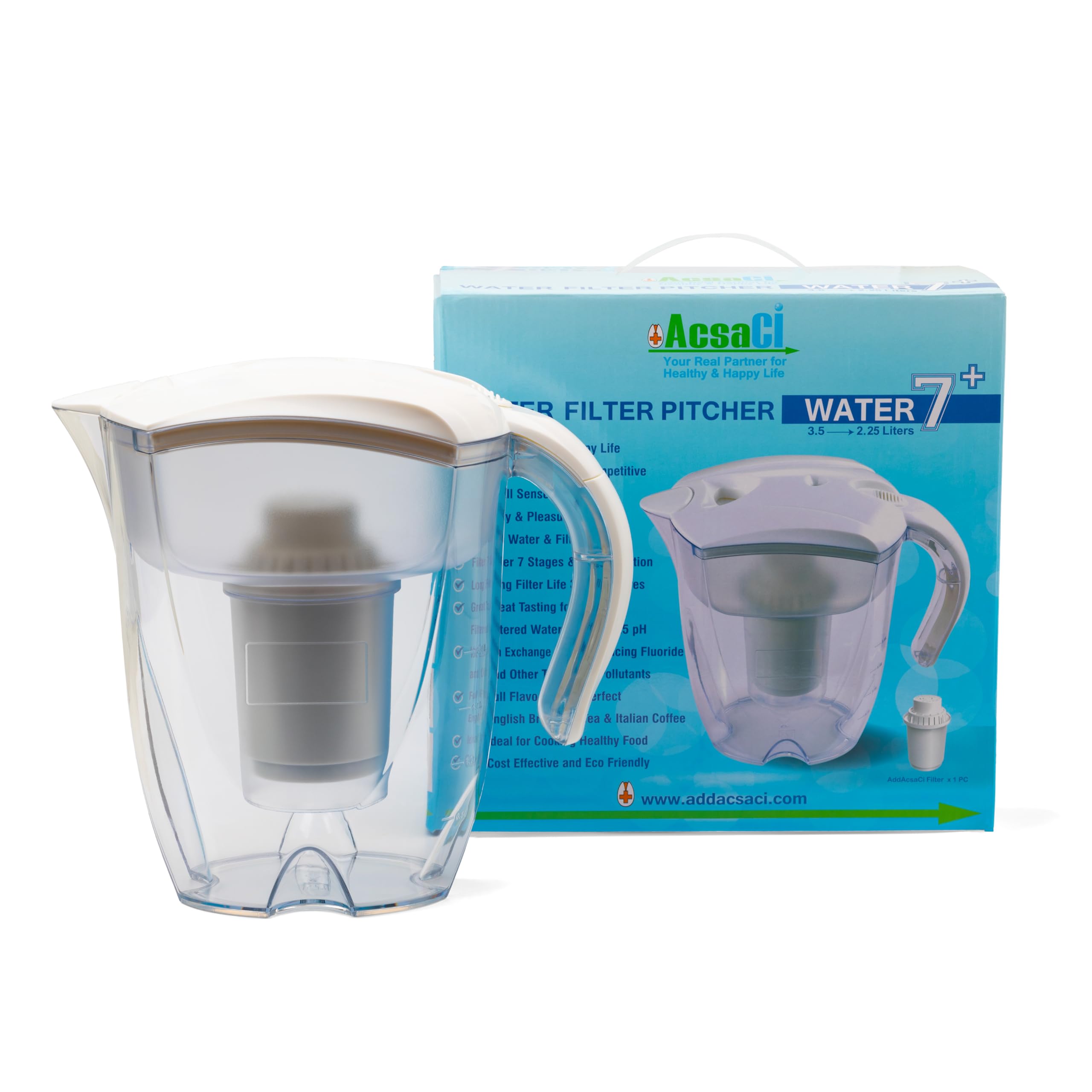 Fluoride & Alkaline Water Filter Jug Water 7+ by AddAcsaCi
