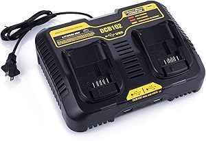 FLAGPOWER DCB102 Dual Charger for DEWALT 12V - 20V MAX Jobsite Charging Station DCB102 DCB102BP Dewalt Lithium Battery DCB205-2 DCB204-2 DCB127-2 US Plug