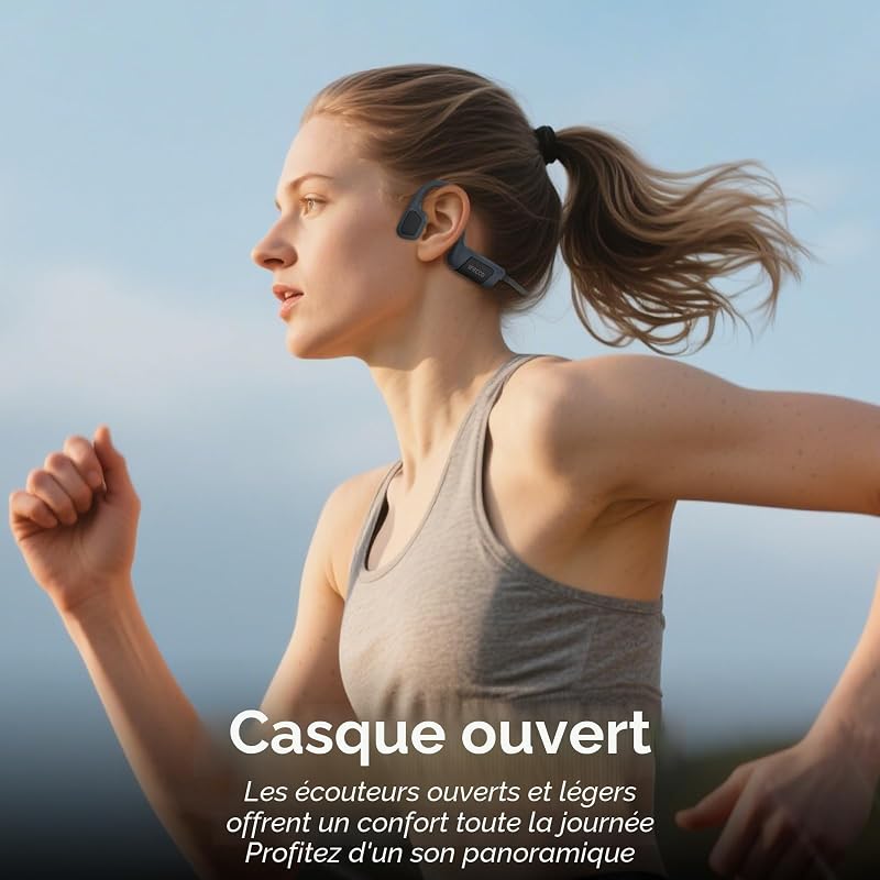 IFECCO Casque Conduction Osseuse Natation, IP68 Étanche (Noir)