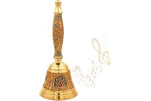 Shubhkart Hand Painted Bell - for Wedding Events Decoration, Food Line, Alarm, Jingles, Ringing, Service Bell (Yellow)