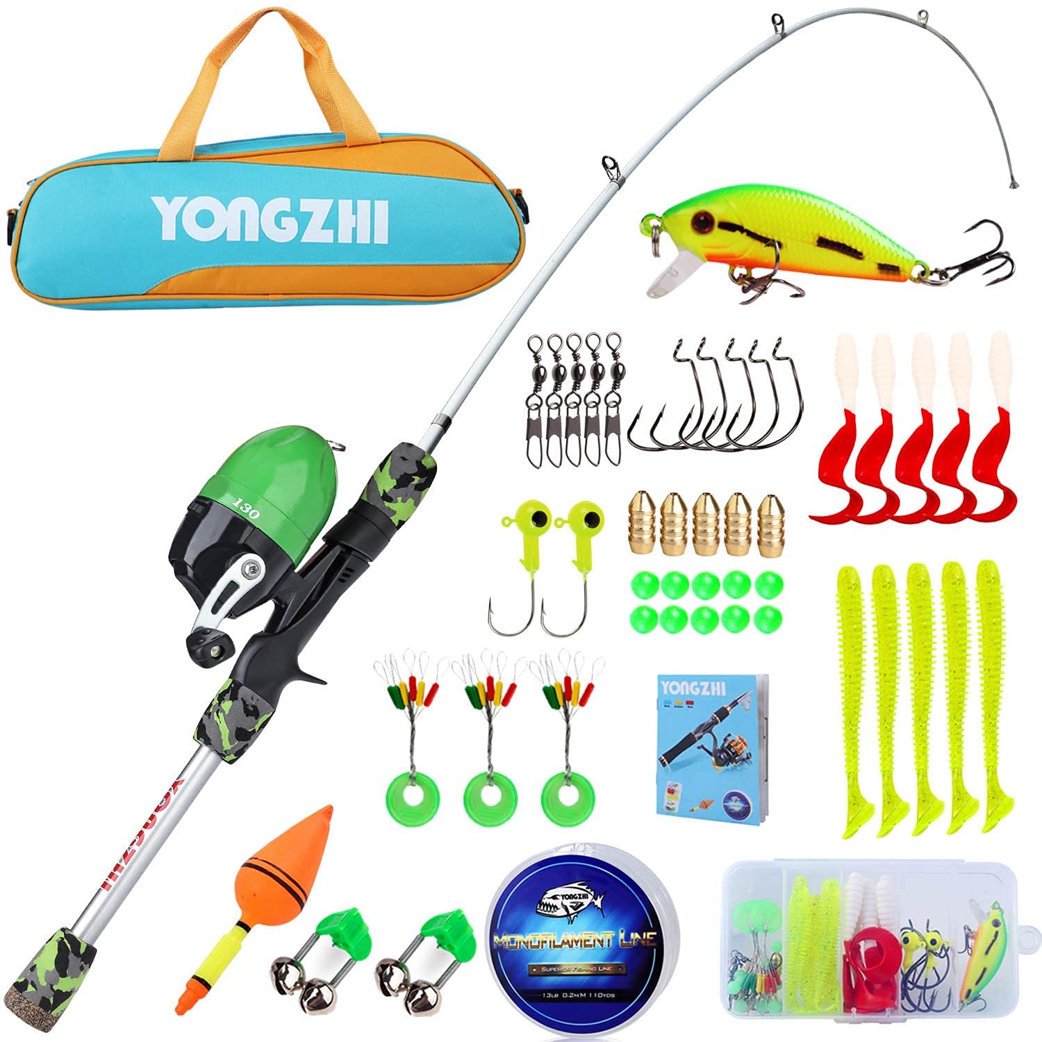 Sougayilang Kids Fishing Rods,Portable Telescopic Fishing Rod and Reel Combo, with Fishing Line Lures Spincast Fishing Tackle Bag for Youth, Girls and Boys Traveling Kid Fishing Pole-G