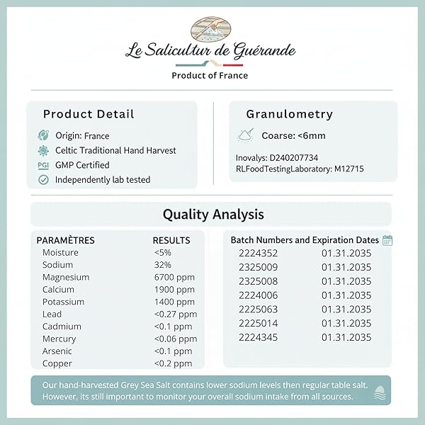 LE SALICULTEUR SEA SALT TRADITIONAL HARVEST- FRENCH ORGANIC MINERAL SALT 16OZ- HAND HARVESTESD AND UNREFINED COARSE GREY SEA SALT- PGI-CERTIFIED GROS SEL GRIS 1LB