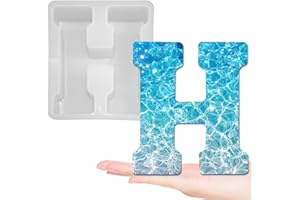 KACKAIDI 7 Inch Large Letter Molds for Resin, 3D A to Z Capital Alphabet Epoxy Casting Mold, Big H Letter Silicone Candle Mold for Resin Craft Candle Making (Alphabet H)
