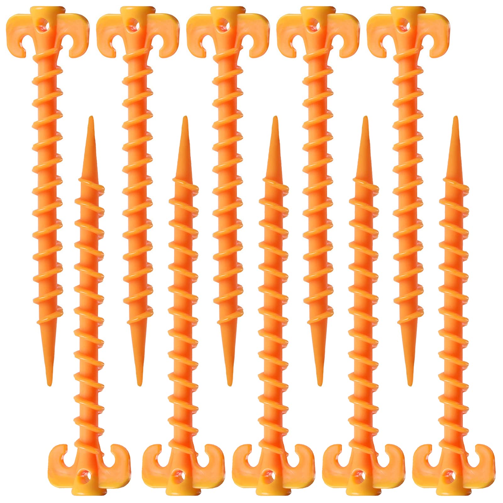inherited 10 pcs Screw Tent Stakes, Spiral Ground Anchor Nail Tent Pegs for Tents Works Well in Sand and Soil for Jungle Crossing Picnic Camping & Adventure.(20cm״.5cm, 10),Yellow