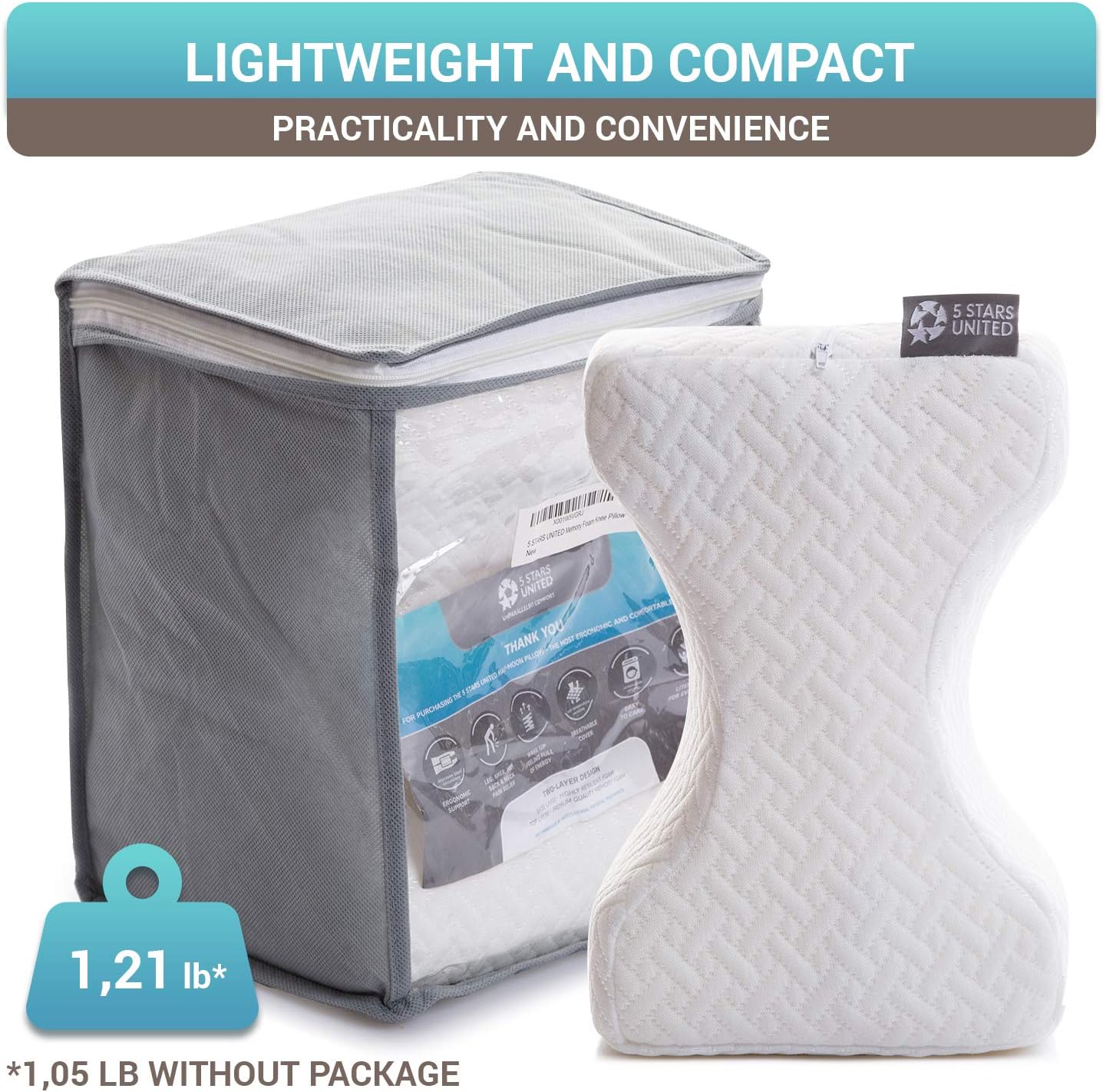 Knee Pillow for Side Sleepers - 100% Memory Foam Wedge Contour - Leg Pillows for Sleeping - Spacer Cushion for Spine Alignment, Back Pain, Pregnancy Support - Sciatica, Hip, Joint, Surgery Pain Relief: Home & Kitchen