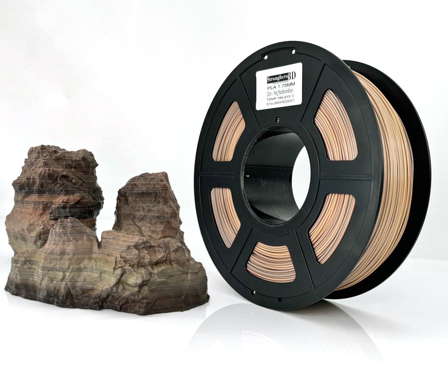 Photo 1 of PLA 3D Printer Filament 1.75mm,Core Shell co extrude,Dual Color,Net Weight 1kg(2.2lbs) (PLA_CSCE_Matte_RockStone)