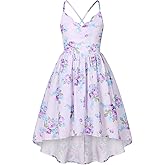 Girls Dress Toddler Girl Floral Print Dress Summer Knee Length Ruffle Halter Sleeveless Kids Casual Beach Tea Party Dresses