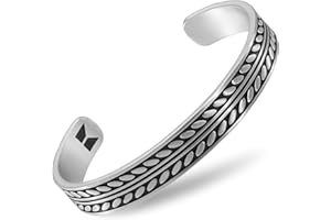 RTZN® Cuff Bracelet for Men – Premium Stainless Steel Mens Bangle Bracelets – Silver Mens Cuff Bracelet – Waterproof & Non-Tarnish Minimal Mens Western Bracelet