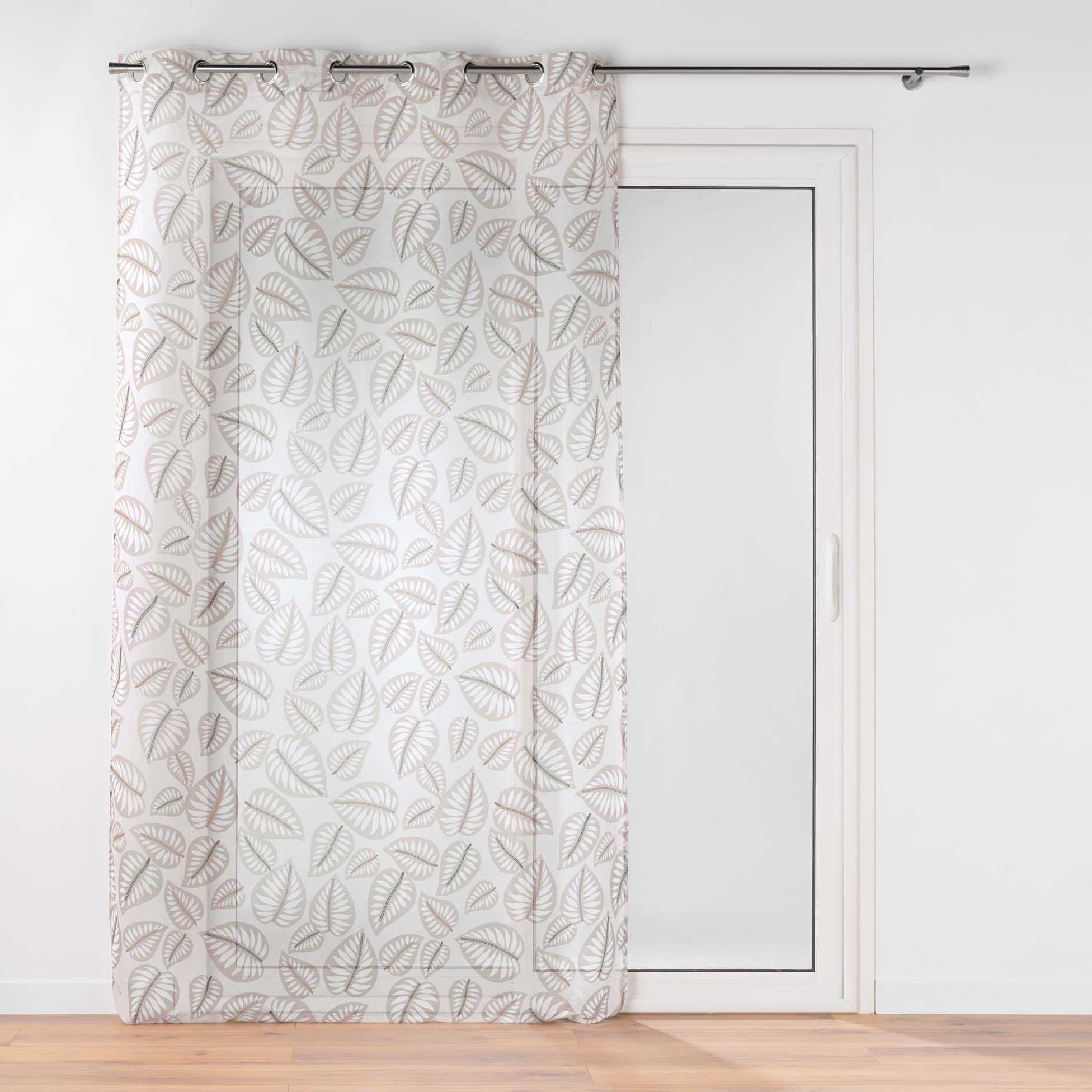 Douceur d'Intérieur, Alma Net Curtain with Eyelets (140 x 240 cm) Natural Sandblasted Printed Voile