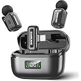 SONICAKE Wireless Mini Microphone for iPhone &amp; Android | Noise Cancellation, 164ft Transmission,24H Battery Life with Charging Case for Vlogging Interviews and Content Creation