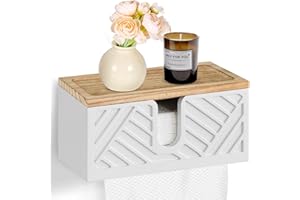 UGIFTT Solid Wood Paper Towel Dispenser Wall Mounted, Folded Paper Towel Holder with Lid, Commercial C-Fold, Z-Fold, Trifold Hand Paper Towel Holder Dispenser for Bathroom Kitchen Office