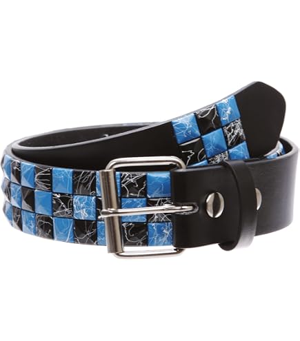 Blue Pyramid Studded Leather Belt Punk (Large (38-40)) at  display picture 1
