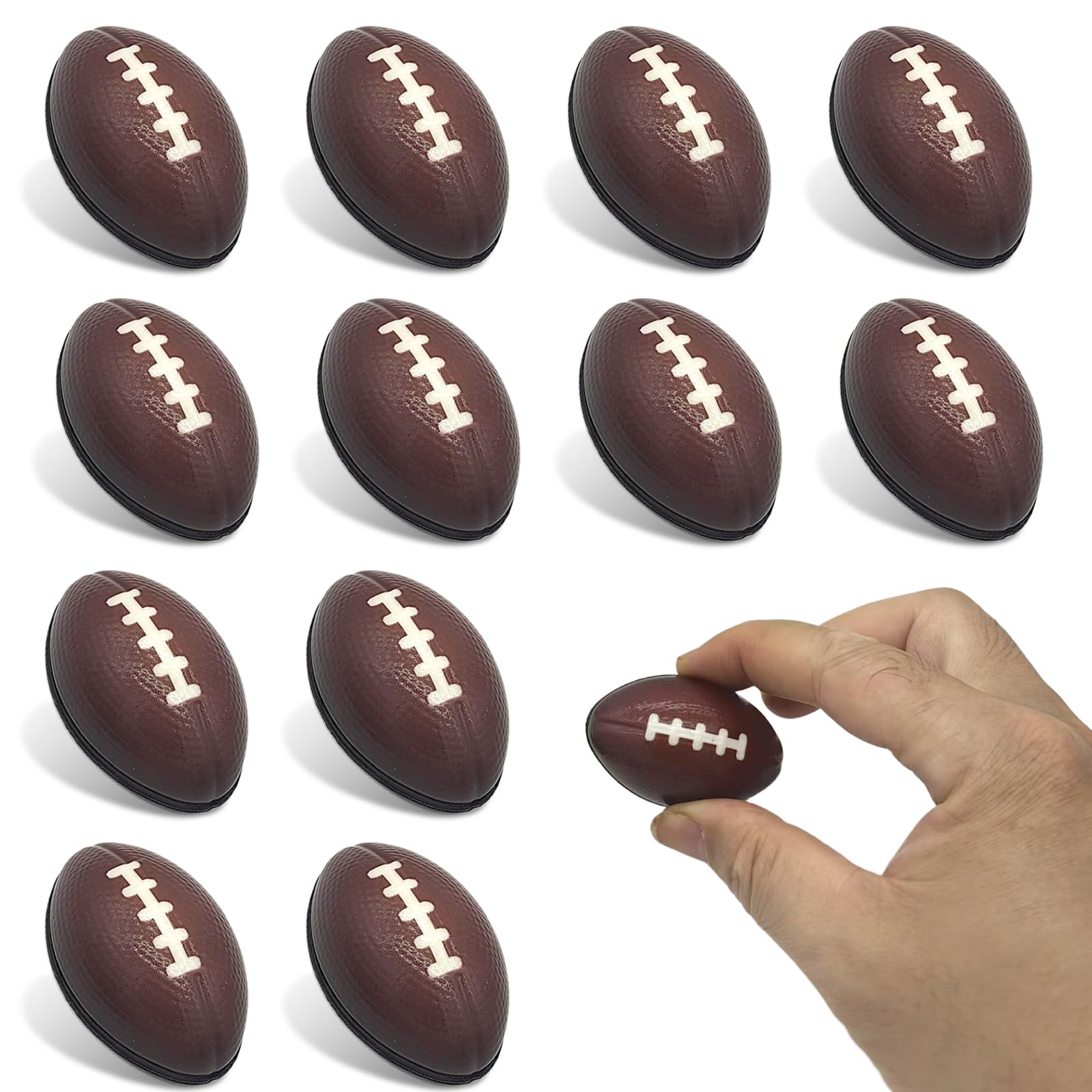 Photo 1 of 12/30/60-Pack Mini Football Stress Balls Soft Foam Football for Kids Small Squeeze Sport Balls Party Decorations, Favors Goodie Toy & Anxiety Relief Hand Exercise, School Rewards (30)
