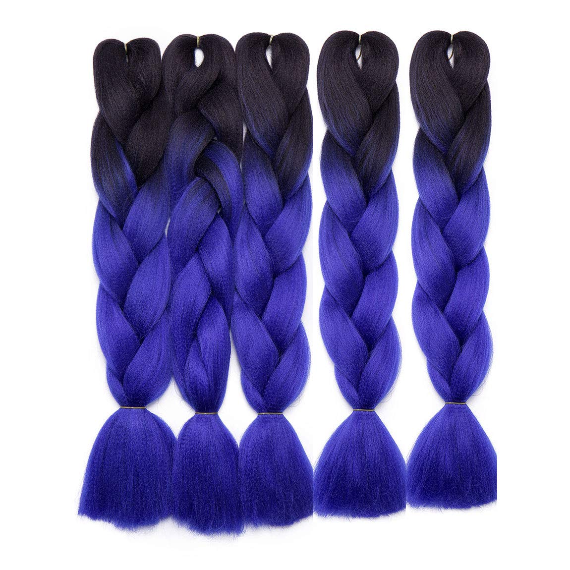 Ombre Colors Braid Hair Afro Braiding Hair Extensions 24 Inch 4 Tone for Women Twist Crochet Braids 5 Bundle Dark Black to Dark Blue