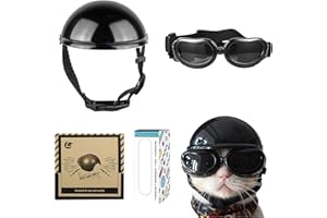 Small Pet Dog/Cat Helmet and Goggles for Small Dogs - UV Protection Doggy Sunglasses Cat Glasses Pet Motorcycle Helmet Hat wi