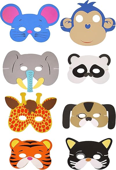 SHATCHI 8Pcs Eva Foam Animal Masks Kids Party Bag Fillers Masquerade Christmas