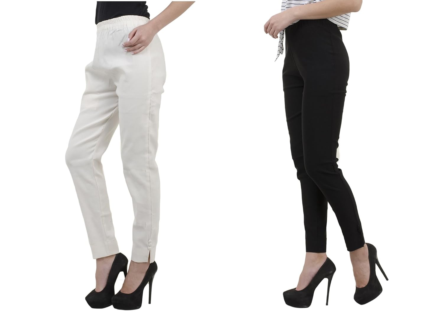 aakrithi cotton lycra white & black pant plazo