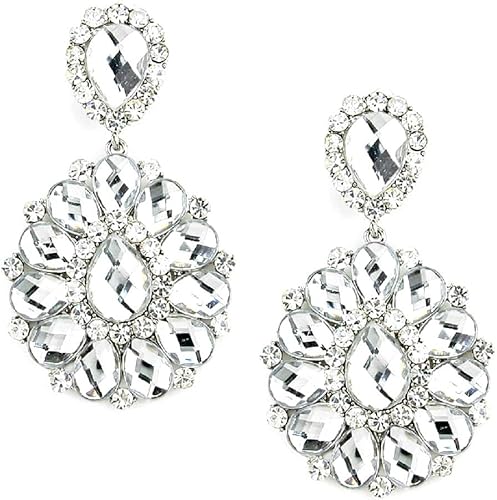Klaren Strass Statement Big Wechselrahmen Silber Ohrringe Festzug Drag Queen Hochzeit Brautschmuck Amazon De Schmuck