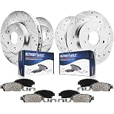 Detroit Axle - Front Rear Rotors &amp; Pads Brake Kit for 2012-2016 Honda CR-V | Front &amp; Rear Drilled and Slotted Disc Brake Rotors Ceramic Brakes Pads 2013 2014 2015 Replacement