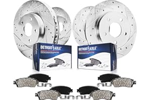 Detroit Axle - Brake Kit for 2005-2010 Honda Odyssey Front & Rear Drilled and Slotted Disc Brake Rotors Ceramic Brakes Pads 2006 2007 2008 2009 Replacement