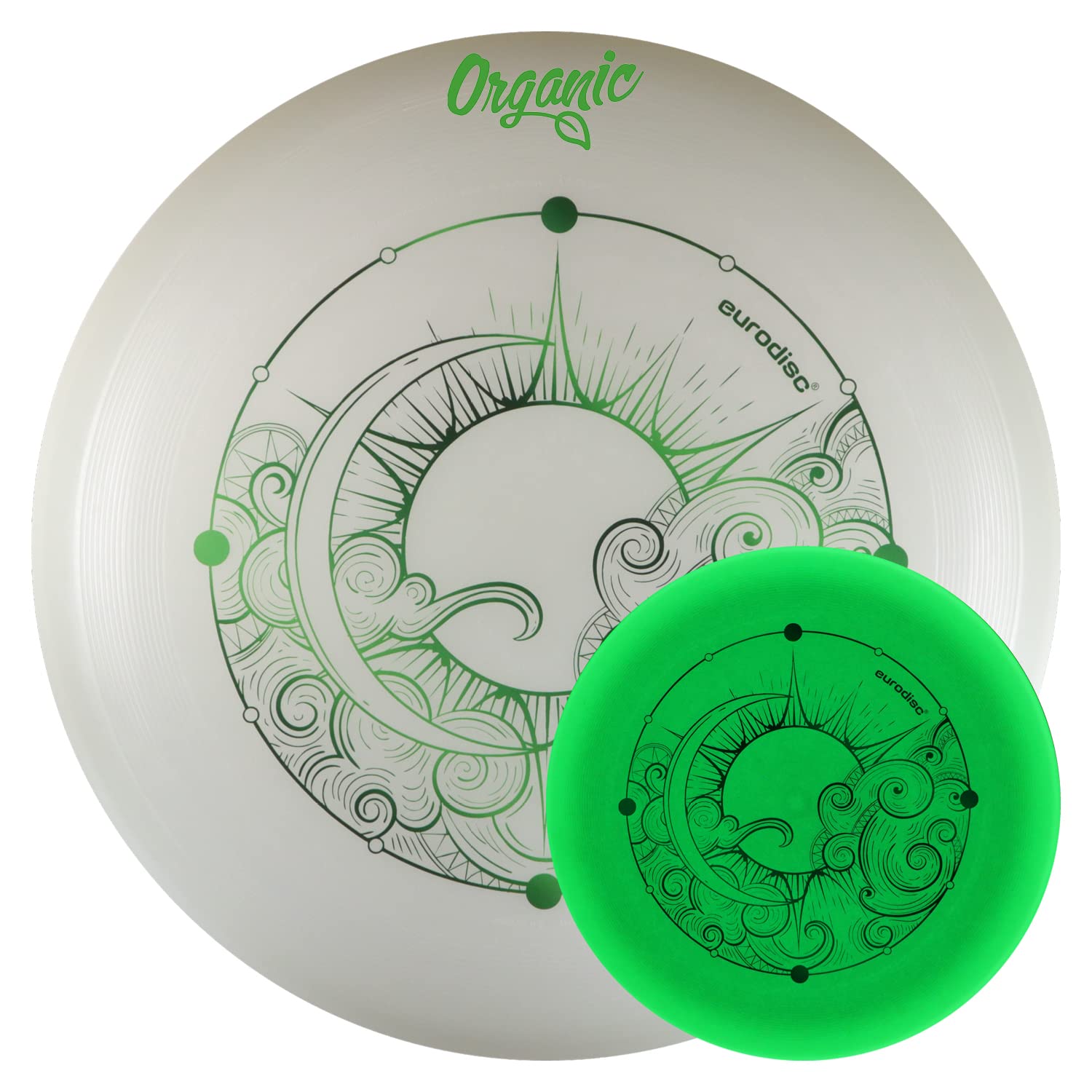 Eurodisc 175 g Nightglow Organic Ultimate Frisbee Disc Moon, Photo-luminescent Glow in the Dark (Green)