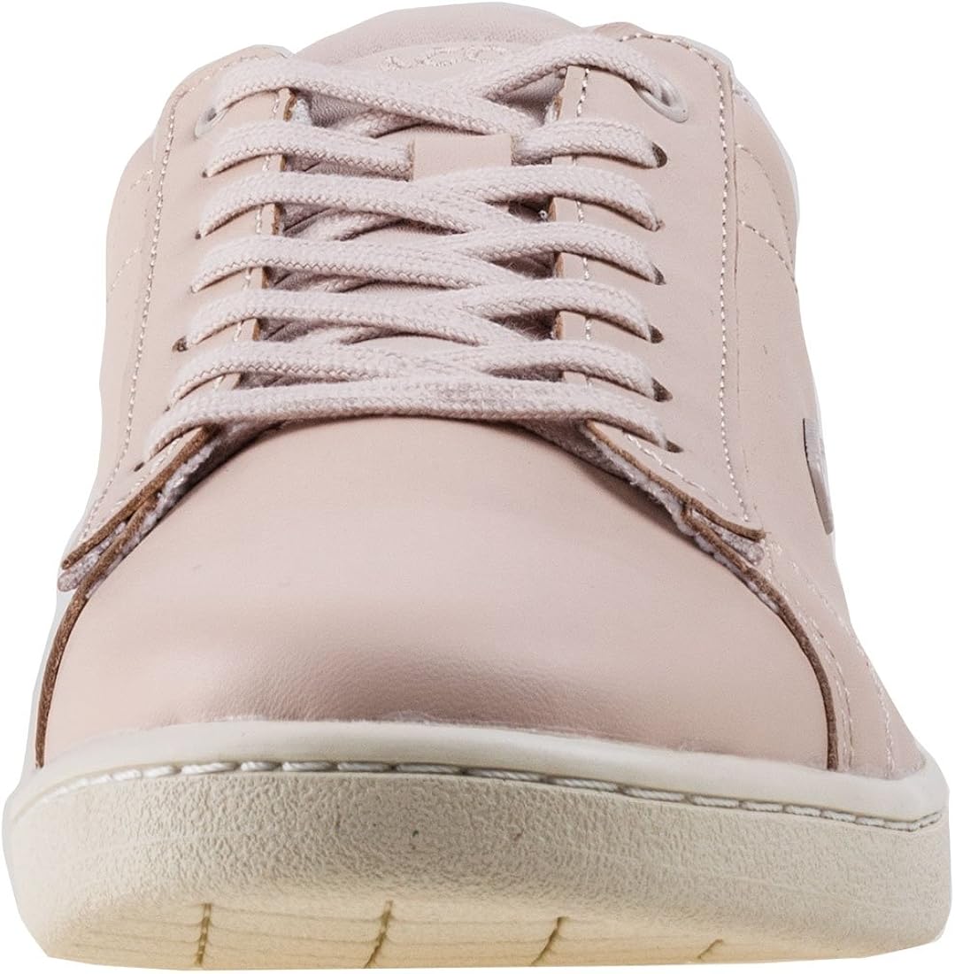 womens white and pink lacoste trainers