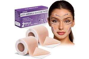 TEAWOO Anti Wrinkle Face Tape, Medical Grade Silicone Scar Tape for Wrinkles and Scars, Flexible & Discreet, Facial Myofascial Lift Tape for Skin, Face Tape for Wrinkles Overnight, 2 Rolls(1.2" x 59")