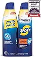 Coppertone Sport Continuous Sunscreen Spray Broad Spectrum SPF 50 (5.5 Ounce Per Bottle, Pack of 2) (Packaging May Vary)
