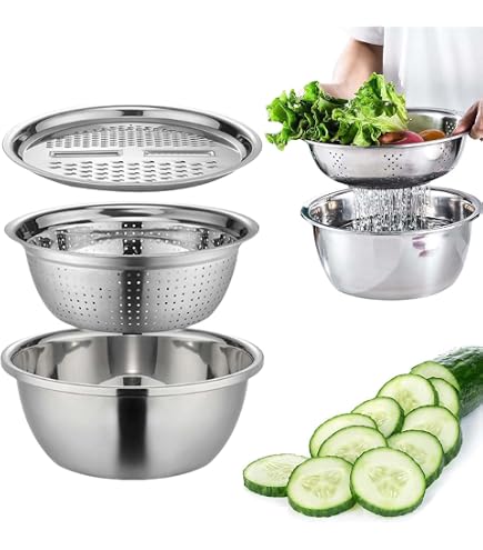 Multifunctional Stainless Steel Basin, 10.2 Inch Food Strainers