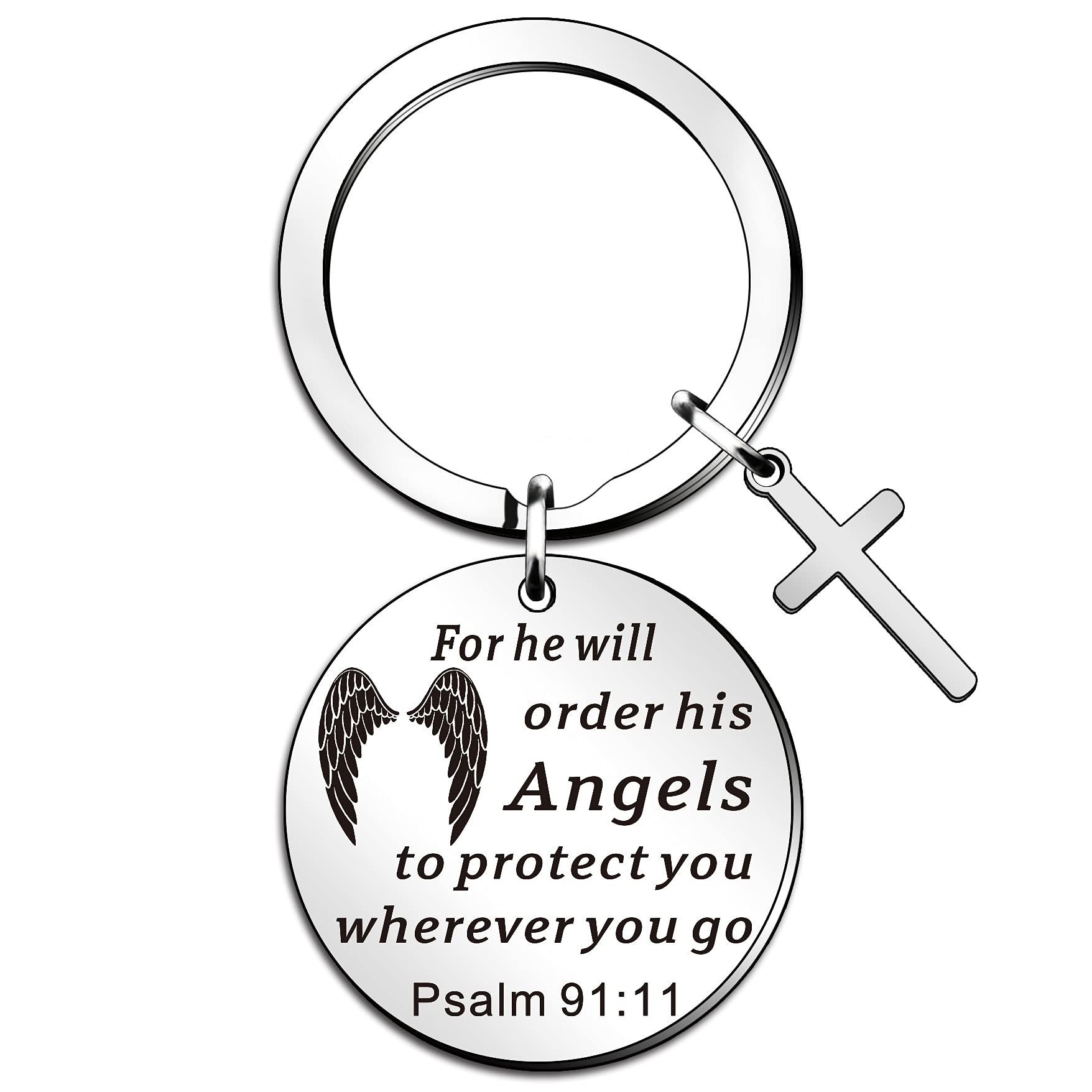 WTOPP Bible Verse Keyring Christmas Religious Faith Gifts for Women Men Easter Prayer Christian Keyring for Him Her Angels to Protect You Wherever You Go Thanksgiving