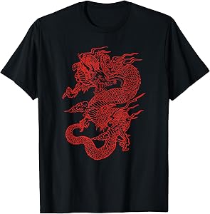 Vintage Japanese Red Dragon Tattoo T-Shirt