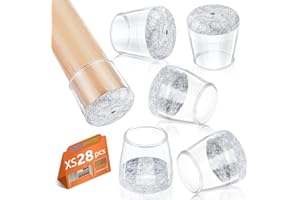 BAIPOK 28Pcs Chair Leg Floor Protectors for Hardwood Floors Round Silicone Chair Foot Covers with Thickened Felt Pads Furniture Leg Caps Prevents Scratches and Reduce Noise (Clear XS Fit 0.63"-0.83")