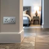 BG Electrical Flatplate Screwless Double Switched Socket 13A Brushed Steel view 6