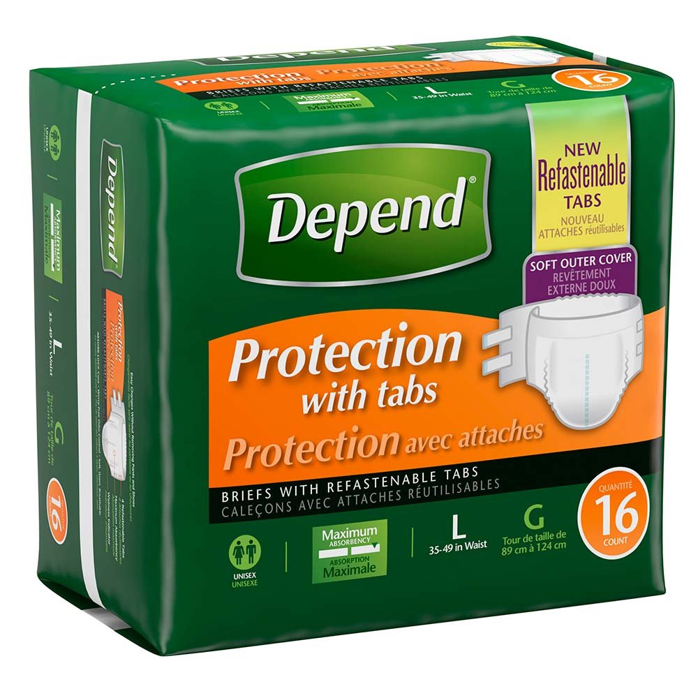 Depend Protection with Tabs, [Large], Maximum Absorbency, 16Count