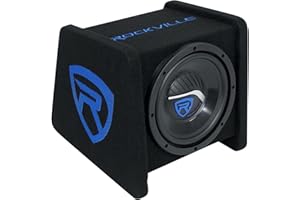 Rockville RV8P 8" 400W Peak/200W RMS Car Subwoofer in Vented Enclosure, 4 Ohm, Deep Bass, Durable MDF Build, for Car Audio