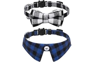 Extodry 2 Pack Cat Collars with Bow Tie and Bell,Breakaway Kitten Collar for Girl/Boy Cats,Solid & Safe Adjustable 7-12inch,Cute for Pet Collar,Pet Supplies,Stuff,Accessories