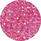 Pinhoollgo 1000pcs 6mm Acrylic Faceted Round Beads AB Colors Glossy Acrylic Beads Round Spacer Beads with Hole for DIY Bracelet Necklace Jewelry Making Supplies Handmade Craft(Dark Pink AB)