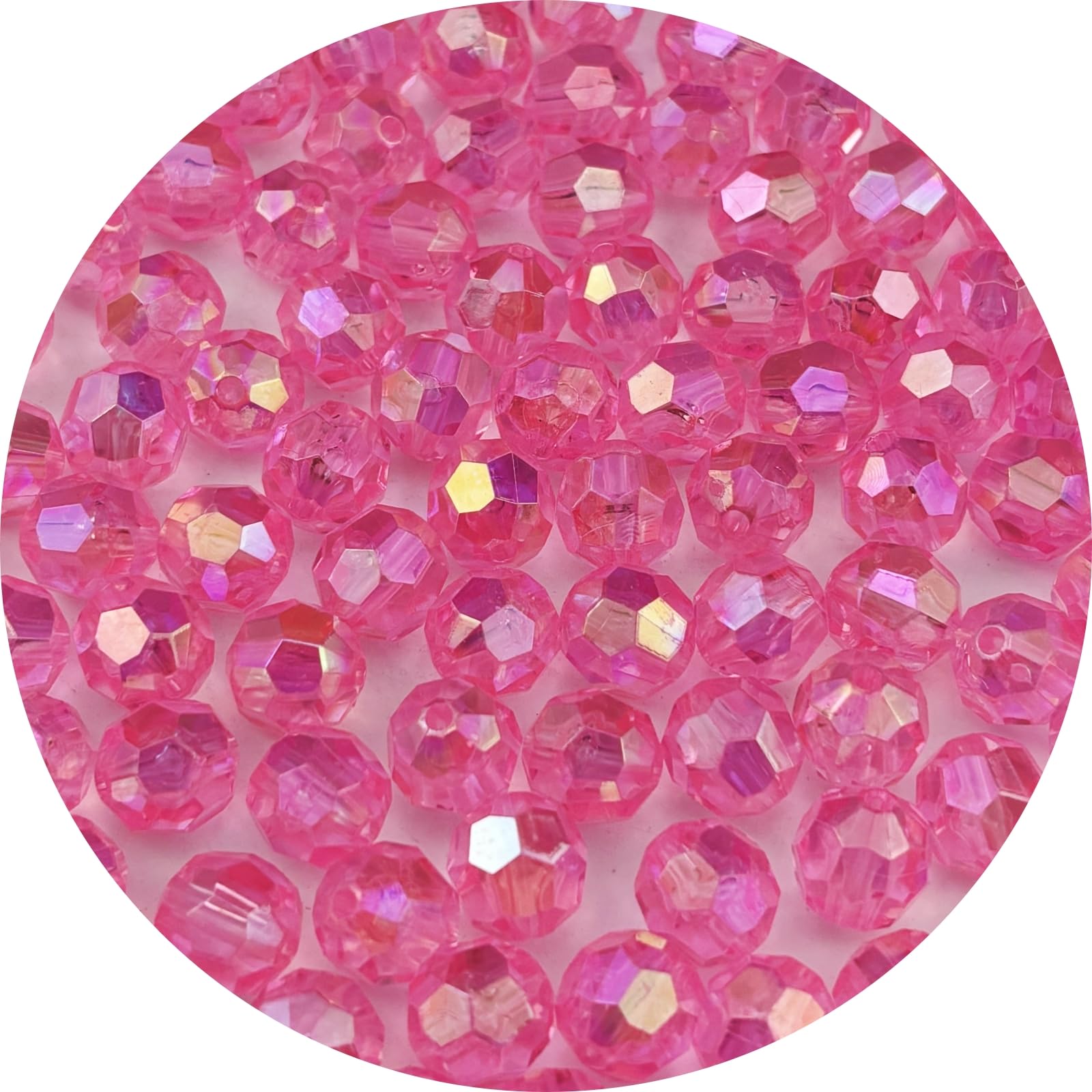 Photo 1 of Pinhoollgo 300pcs 8mm Acrylic Faceted Round Beads AB Colors Glossy Acrylic Beads Round Spacer Beads with Hole for DIY Bracelet Necklace Jewelry Making Supplies Handmade Craft(Dark Pink AB)