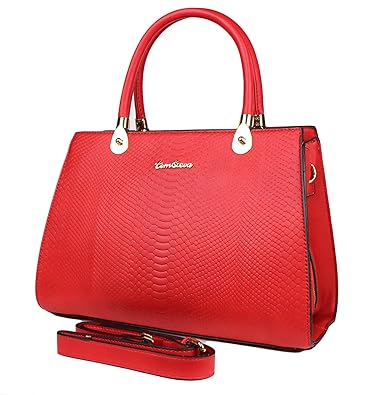 Tom & Eva Damen Tasche - Vintage Kroko Henkeltasche aus Kunstleder, Rot Handtasche