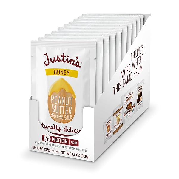 HONEY PEANUT BUTTER SQUEEZE PACKS BY JUSTIN’S, GLUTEN-FREE,...