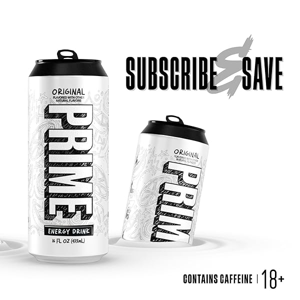 PRIME ENERGY ORIGINAL, SUGAR FREE ENERGY DRINK, 200MG CAFFEINE AND 355MG OF ELECTROLYTES FOR HYDRATION, LOW CALORIE, VEGAN, GLUTEN FREE, 16 FLUID OUNCE, 12 PACK