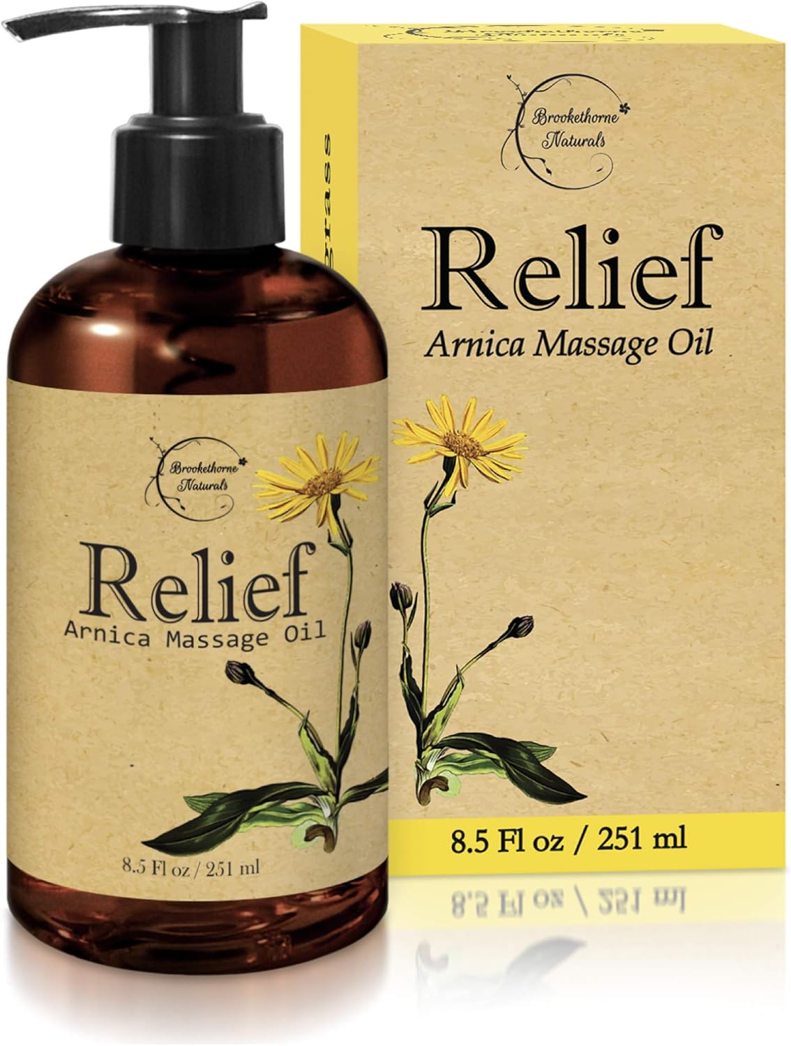Relief Arnica Massage Oil – Great for Sports & Athletic Therapeutic Massage – All Natural - Arnica Montana for Sore Muscle Relief. Contains Sweet Almond, Jojoba, Grapeseed & Essential Oils 8.5oz: Health & Personal Care