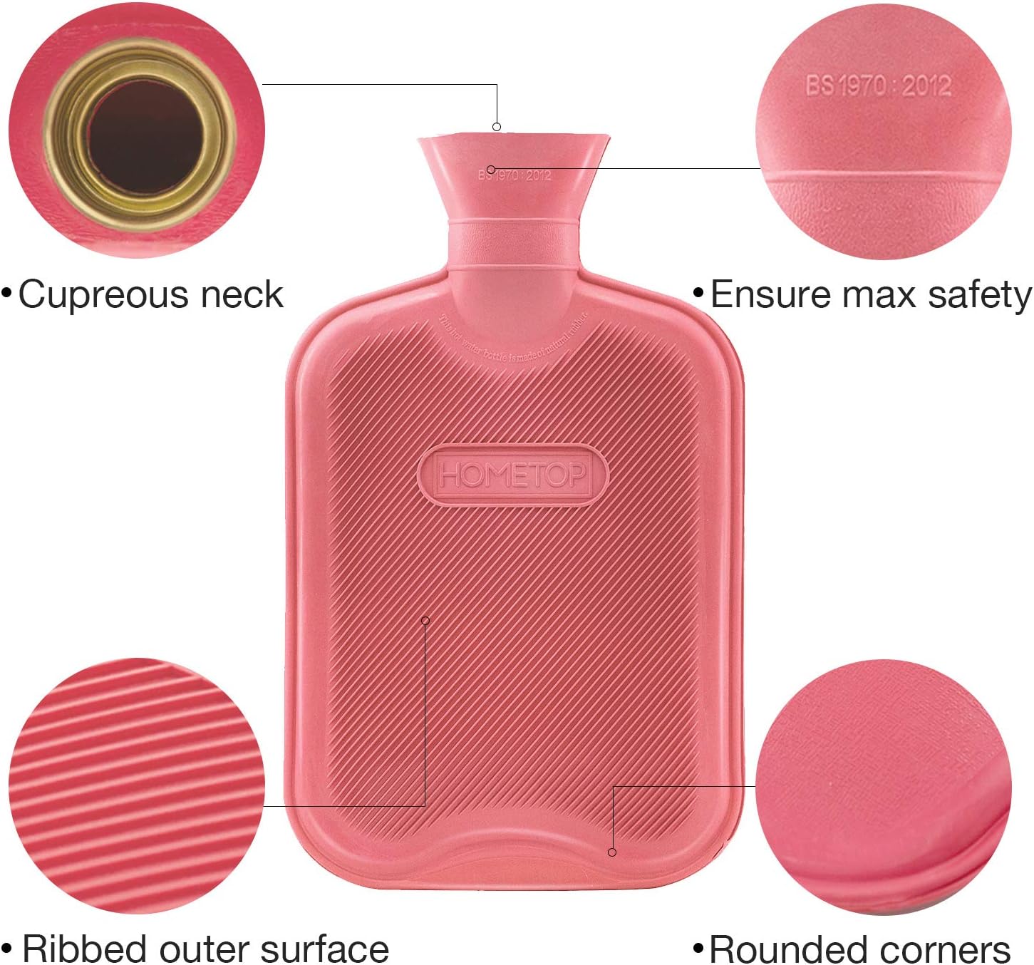 HomeTop Premium 2 Liter Classic Rubber Hot Water Bottle w/Cute Crocodile Fleece Cover (2L, Purple): Health & Personal Care