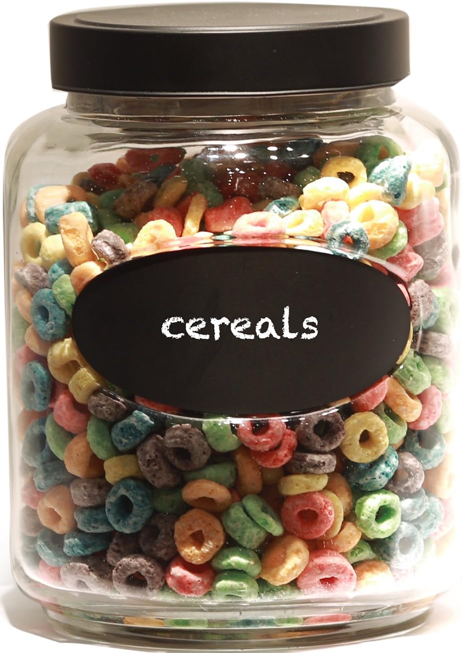 Circleware Mark & Store 194 oz. Canister w Black Chalkboard Panel and Metal Lid 8.5" H Home and Kitchen Utensils