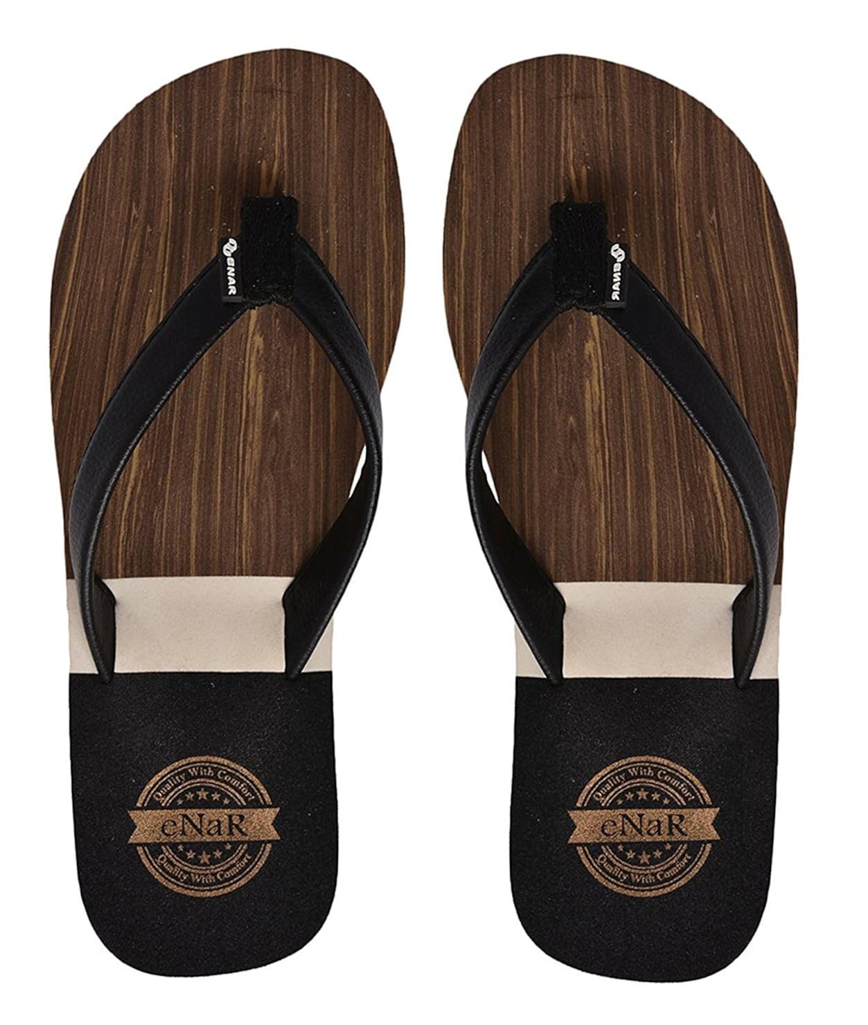 enar women's brown&black color thong-style slippers/flip flops