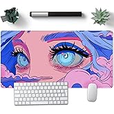 Nasdalgias Anime Girl Loving Eye Desk Mat Desk Mat Pink Desk Pad Aesthetic Japanese Mouse Pad Large XXL Gaming Mousepad Computer Keyboard Mat Desk Matt for Desktop Office Decor Deskmat 31.5 X15.7In