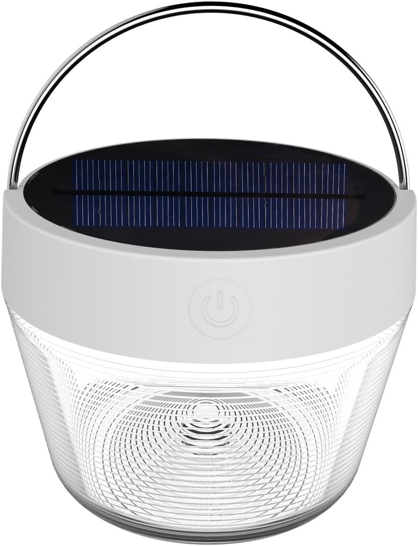 LE Solar Camping Lantern, Rechargeable Camping Light, Super Bright, Dimmable, Portable Camping Pendant Lamp with Holder for Tent, Balcony, Decoration etc.