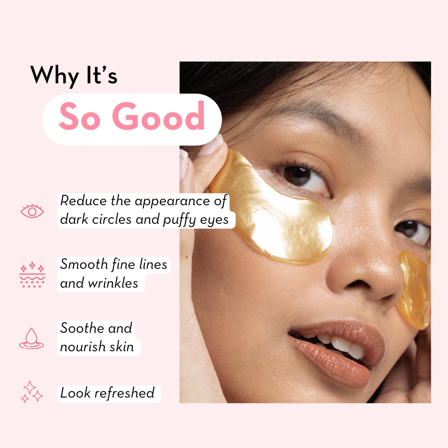 Elizabeth Mott 24K Gold Under Eye Patches - Collagen, Niacinamide & Peptides for Puffy Eyes, Dark Circles & Wrinkles - Hydrating & Brightening Eye Mask, Cruelty-Free