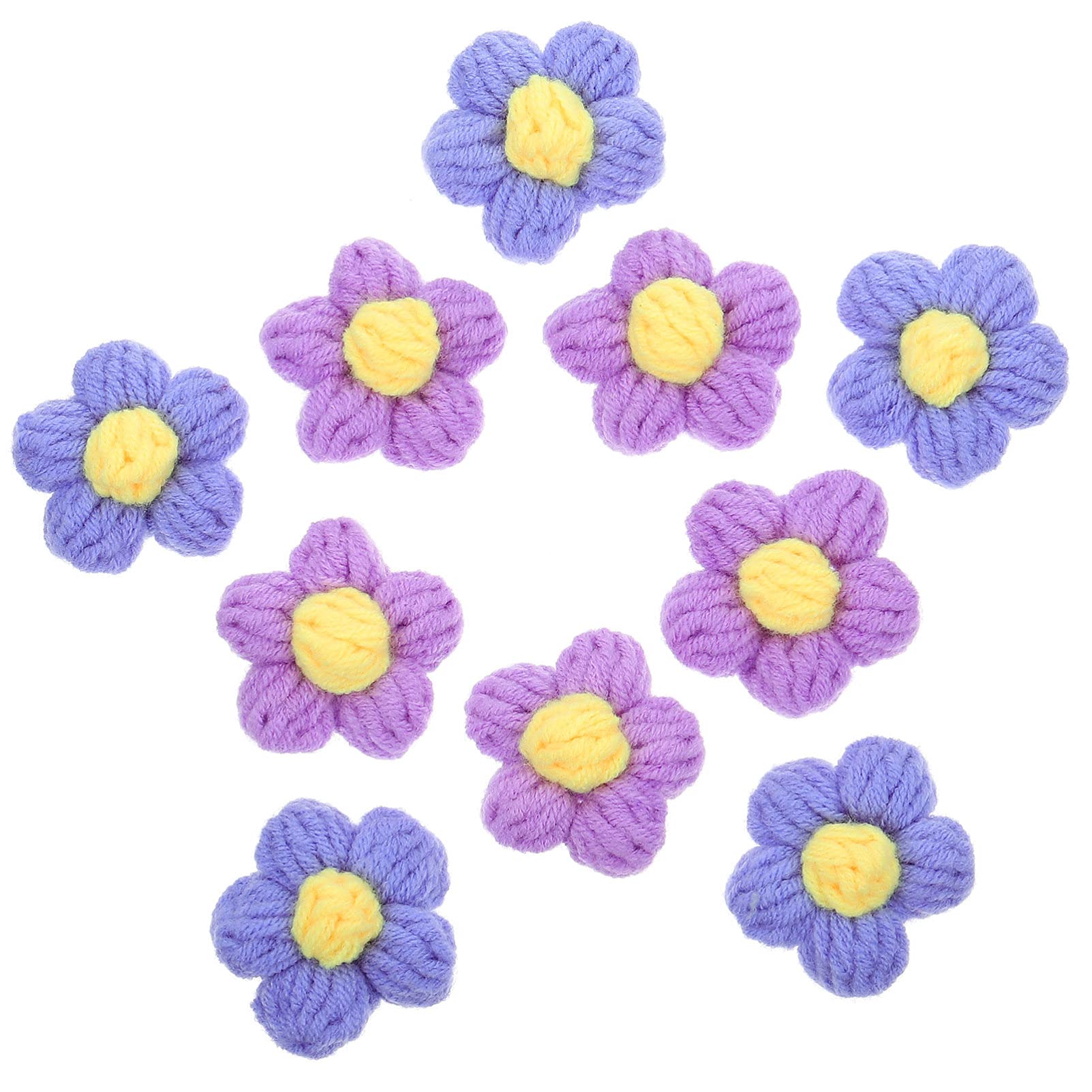 EXCEART 10pcs Crochet Flowers Knitted Handmade Applique Crochet Flower Patch Embellishments DIY Hair Accessories Jewelry Making Phone Case